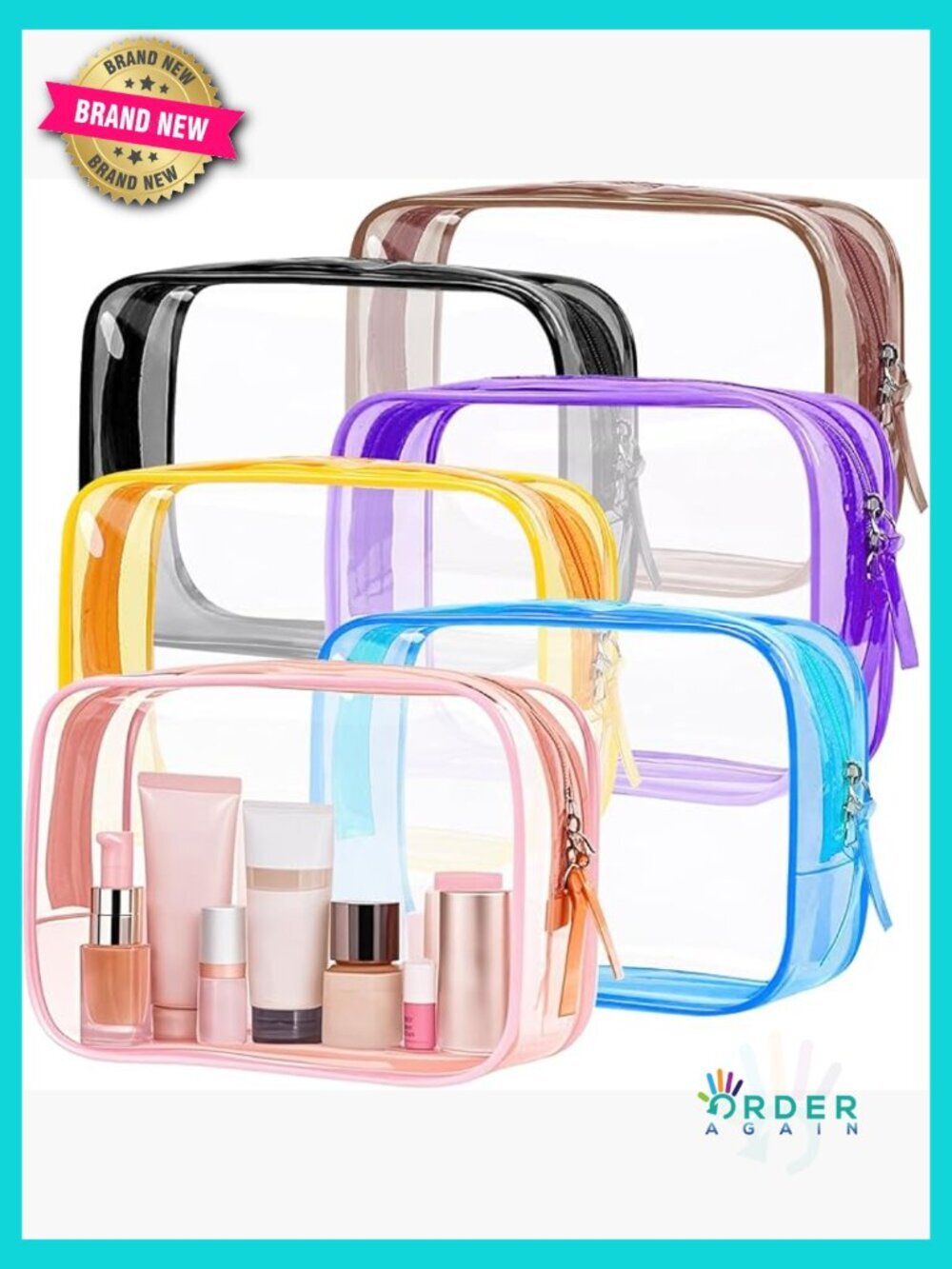 Clear Toiletry Bag Set TSA Approved PVC Portable Makeup Pouch Travel Essentials